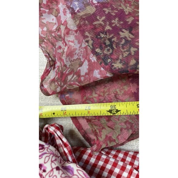 Breakin' Loose Y2K 90s Pink Floral Ruffle V-Neck Asymetrical Midi Dress Sz 9/10 - Picture 15 of 15